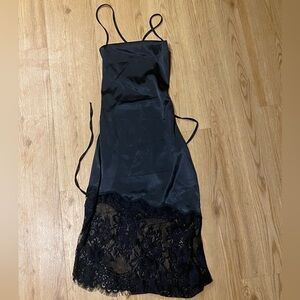 Strappy Black Satin Dress (NWT!)